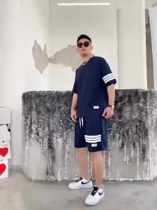 Bộ đồ thể thao Nam mùa Hè 2024 phối viền trẻ trung Bộ cộc tay Nam chất tổ ong thoáng mát bộ đùi nam ở nhà BO13 - MINHSTORE66