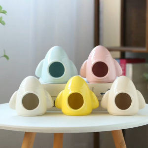 1 Pcs - Rumah Rocket Shape - Hideout Keramik / Tempat Tidur - Hewan Kecil / Hamster
