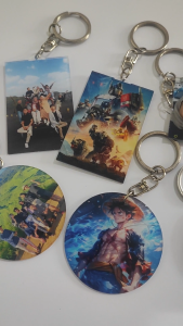 Gantungan Kunci Akrilik Custom UV Warna-Warni Geometris/Minimalis