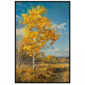 Tranh mùa thu vàng levitan phong cảnh cây phong lá vàngtranh treo tường dán tường decor nội thất.CGI-843