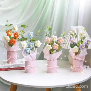 TTEEN GIFT Crochet Flower Knitted Bouquet Wool Birthday Teachers Girl Friend Girl Light 勾线编织针织女生闺蜜花束