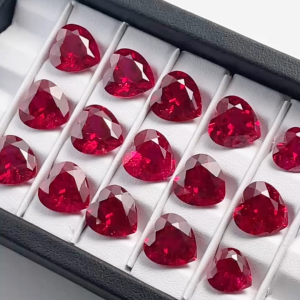 Heart Shape Natural Cut Lab Grown Ruby Synthetic Corundum with Inculsions Loose Gemstone for Jewelry DIY Accessories