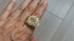SM Gold Plated Eagle Kuya Bull Ring for Men Finger Stainless Steel Ear of Wheat with Stone 1979 Philippine The Fraternal Order of Eagles High Quality Fashion Vintage Jewelry A416