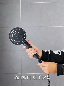 Shower Head 12cm 5 Modes Adjustable Pressurized Showerhead Set Black with filter