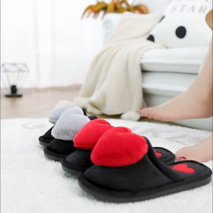 Fashion Korean women indoor slipper anti slip plush soft love heart house warm slippers