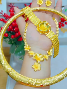 Bộ trang sức cưới hoa mai chuẩn màu 24.k