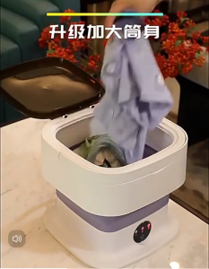 Mini Washer Spin Dry Collapsible Washing Machine Foldable Portable 10L Blue UV Light Drain off water basket