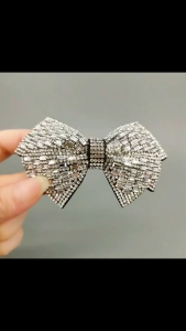 Jepit Rambut Pita Kristal Permata Rhinestone Crystal Glitter Butterfly Hair Bow Clip HCO018