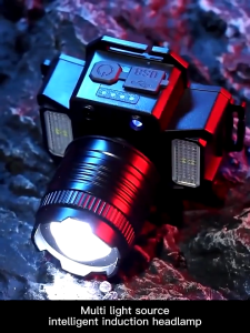 Senter Kepala LED/Headlamp F-T51/Super Terang 5000 Lumen/USB Charging Senter/Dengan Sensor Tangan/ Senter Tangan / Sorot Dengan 6 Mode Cahaya Lampu Kepala Untuk Memancing/Lampu Kepala/Zoom Dan Mode Sensor/Powerbank/Cahaya Terang not T8