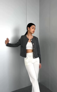 Atasan Blazer Crop Top Wanita Korean Stylis