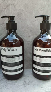Botol Tempat Sabun Cair Shampoo Pump Dispenser Sabun Shampoo Aesthetic 500ml Motif White Black