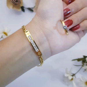 Titanium Set Gelang Dan Cincin Gold Permata Xds0