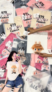 Áo Thun Thái Nữ [Mã A85] Form Vừa 40~60kg Hình Pet Thịnh Hành Cotton Mềm Mịn Mát [LABUBU CHOÀNG KHĂN]