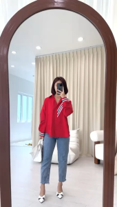 SJM KEMEJA KASUAL LIST KNIT PREMIUM SIMPLE POLOS FASHIONABLE LENGAN PANJANG BAHAN KATUN POPLIN PREMIUM FASHION WANITA KOREA 8241