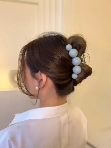 LD-C1120 Jepit Rambut Motif Mutiara Wanita Jedai Mutiara Jumbo Aksesoris Fashion Elegan / Jepitan