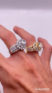 Nhẫn đính đá Nhẫn hột xoàn đá cao Titan không phai không rỉ sét màu 18k và bạch kim mã 22