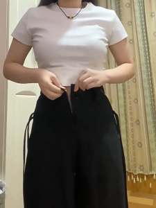 Saku Vertikal Retro Pinggang Tinggi Celana Kargo Spice Girl Dance Longgar Lurus Celana Kargo