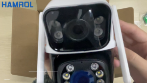 Hamrol Dual Lens Dual Screen 8MP 4K WiFi PTZ Camera Outdoor Waterproof Full Color Night Vision IP Camera Two-Way Audio Auto Tracking Surveillance Camera iCSee APP