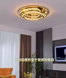 Lampu Gantung Kristal Ruang Tamu Modern Mewah dekorasi 60cm  LED 3 Warna Lampu Hias Plafon Kristal Kamar Tidur Hotel Crystal Ceiling Lamp Remote Control MOOISHC