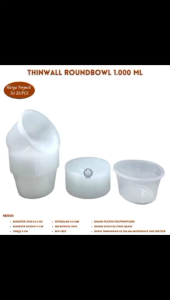 Thinwall Roundbowl 1000 Ml Food Container (Isi 25 Pcs / RB1000)