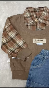 Setelan Sweater Kemeja Kotak-kotak Auriga Anak Laki-laki Import 6bulan sampai 5tahun
