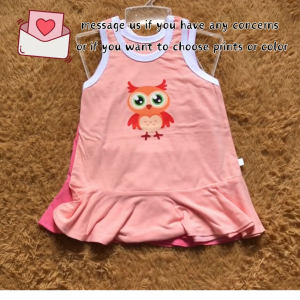 Dress Sando Style Plain with Cute Prints for Kids 1-6 Years Old