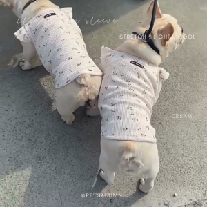 FLORAL FLY SLEEVE เสื้อหมา เสื้อสุนัข สไตล์เกาหลี เสื้อหมาอ้วน คอตตอน 100% ยืดหยุ่น นุ่มสบาย น้ำหนักเบา ไม่ย้วย