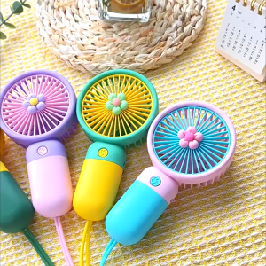 Kipas Angin Mini Portable USB Port Motif Bunga - Mini Fan + Stand Holder + USB