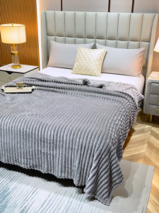 Fleece Velvet Blanket Plain Microfiber Blanket Solid Stripe Blanket Sofa Office Bedding Soft Flannel Blanket