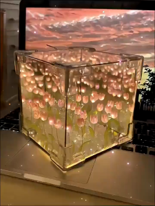 21 Bunga Tulip Lampu Lampu DIY Tulip Lampu Malam Led Cermin Lampu Dekorasi Hadiah Ulang Tahun