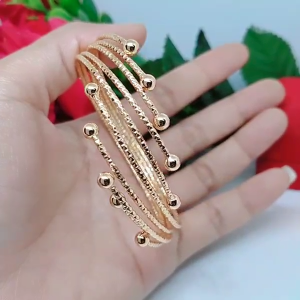 Gelang Bangle Fleksibel Perhiasan Aksesoris Lapis Emas Tidak Mudah Luntur R2-8D