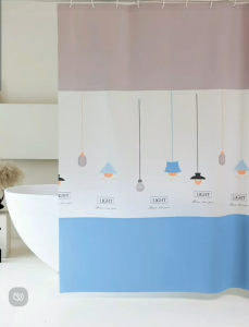 Tirai Kamar Mandi Anti Air Bahan PEVA Lengkap Dengan Pengait