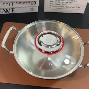 Nồi lẩu inox nắp kính LUNKAI 20 cm và 24 cm nồi nấu canh nồi ăn lẩu inox nồi bếp từ LUNKAI nồi nấu canh hai quai