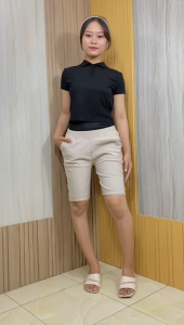 Putri Nasya - Celana Big Size Pendek 3/4 LFTRL Ukuran 8L6L5L4L2LXLS fit to L Warna Cream Capucino Moca Hitam