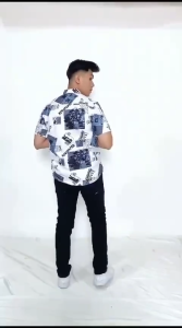 kemeja pantai pria lengan pendek katun keren kemeja cowok motif
