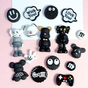 Jibbitz Crocs Charm 564 Pin Sandal Kvvs Bear Hitam Hiasan Sendal Sepatu Lubang Flat Charms Markibe Jibbitz Sepatu Sandal Pin Charms Motif Mainan Lucu