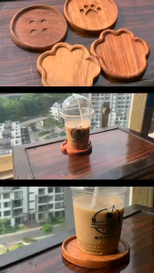 Lót ly làm bằng gỗ Gõ đỏ cao cấp hình bàn chân chó không mốc không cong vênh topchoice