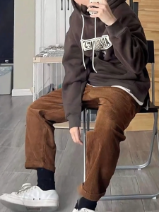 Mens Corduroy Pants Loose Fit Full Length Trouser with Pockets - Tropical Human Lingerie Beige LAISIDONGWEI Menswear Basic