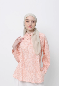 MFMW Glenoska Atasan Blouse Peach Fuzz Motif Bunga