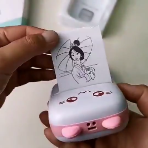 【Stok Lokal】Mini Printer Portable Inkless Sticker printer with 6 Rolls Paper Bluetooth Wireless mini thermal printer Compatible with iOS + Android for TopicJournal Memo Photo Print Pod Gifts for Kids Student