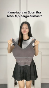 Onefashionmall Baju Seksi Cewek Dewasa Atasan Baju Sport Bra BH Olahraga Wanita Model 3 Garis Pakaian Dalam Wanita Bra Sport Yoga Gym Lari BR089