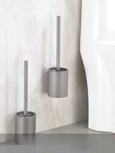 Bathroom Toilet Brush Holder Cleaning Tools Aluminum Wall Mounted No Drill Vertical Toilet Brush