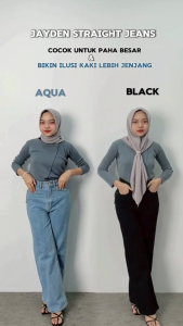 Onetta - JAYDEN Straight Jeans - Celana Loose Jeans High Waist Wanita Basic Casual