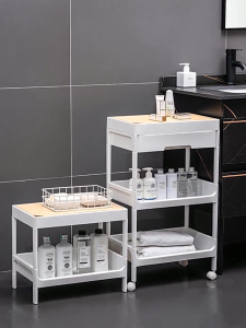 Movable Shelf Drawer White Trolley Cart Rack with wheels Storage Box Space Savers