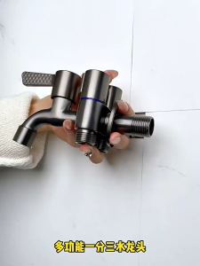SUS304 Faucet Three Tap Multifunctional Stainless Steel Faucet Three Way Tap for Bathroom kitchen