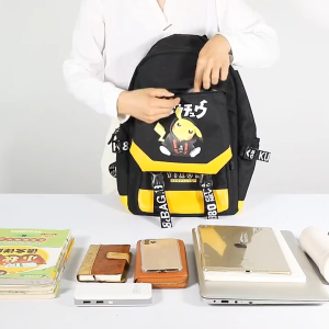 IQANGEL กันน้ำน้ำหนักเบากระเป๋านักเรียนสำหรับเด็กผู้ชายและสาวการป้องกันกระดูกสันหลังและลดภาระ Pikachu กระเป๋านักเรียน