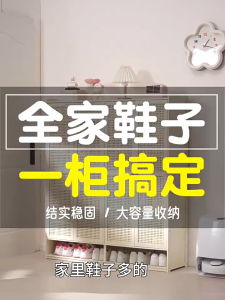 Large Capacity Storage Shoe Cabinet & Rattan Door Shoe Rack