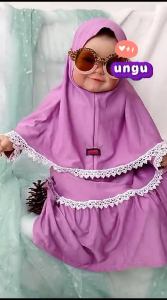 (EGSUS) Gamis Bayi Anak Perempuan Free Jilbab Murah Aurora New Born 0  3 Tahun Pink Model Mustard