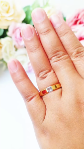 Cincin Titanium Permata Pria Wanita Gold Lapis Emas Anti Karat
