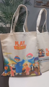 Túi Tote Đeo Vai Họa Tiết PLAY TOGETHER Dễ Thương Vải Canvas Đi Học Đi Chơi - Nhận May-In Logo Theo Yêu Cầu Kích Thước